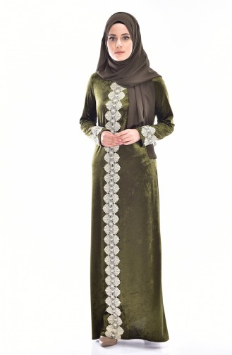 Khaki Hijab Dress 3205-02