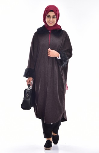 Kürk Yakalı Panço 4003-03 Kahverengi