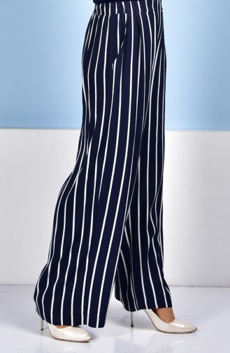 Striped Pants 1006-01 Navy Light Beige 1006-01