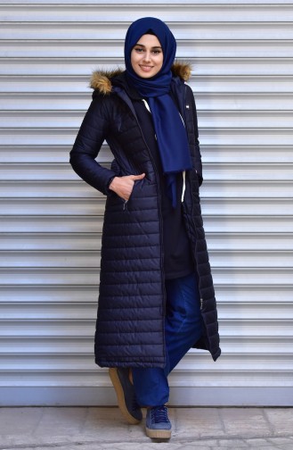 Belt Zippered Coats 1908-02 Navy 1908-02