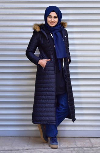 Belt Zippered Coats 1908-02 Navy 1908-02