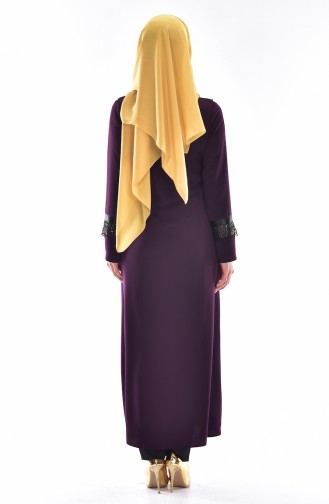 Abaya Fermeture a Glissiere 99106-02 Pourpre 99106-02