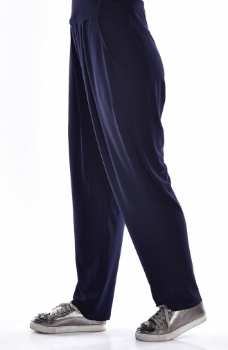 Pleated Pants with Pockets 1013-01 Navy Blue 1013-01