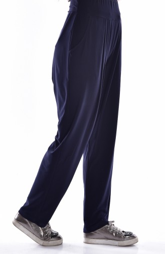 Pleated Pants with Pockets 1013-01 Navy Blue 1013-01