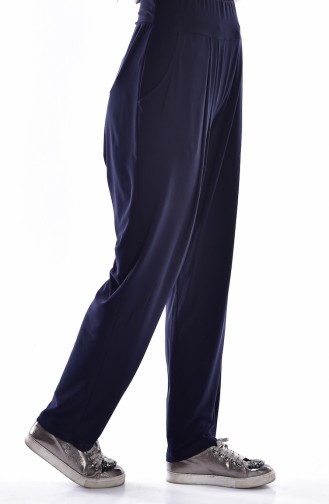 Pantalon Plissé avec Poches 1013-01 Bleu Marine 1013-01