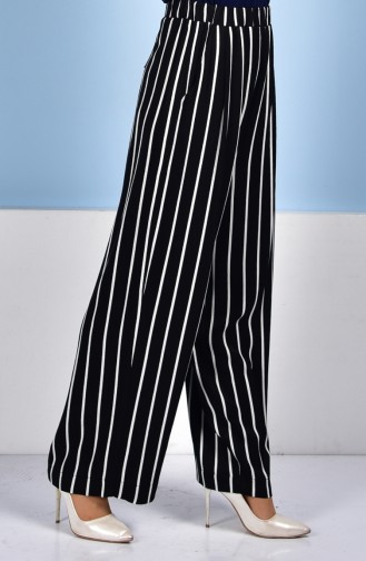 Striped Pants 1006-03 Light Beige Black 1006-03