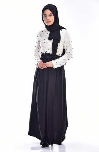 Schwarz Hijab Kleider 1729-03
