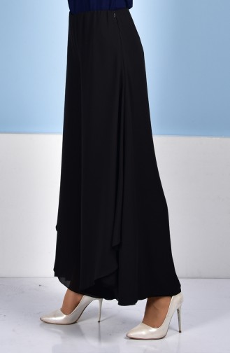 Chiffon Asymmetric Pant Skirt 1012-01 Black 1012-01