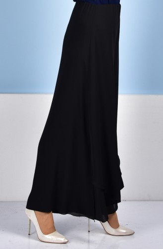 Chiffon Asymmetric Pant Skirt 1012-01 Black 1012-01