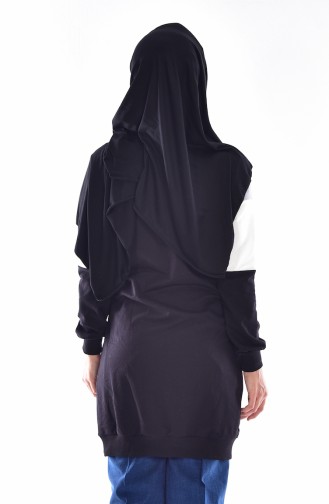 Sweat long 0005-01 Noir Ecru 0005-01