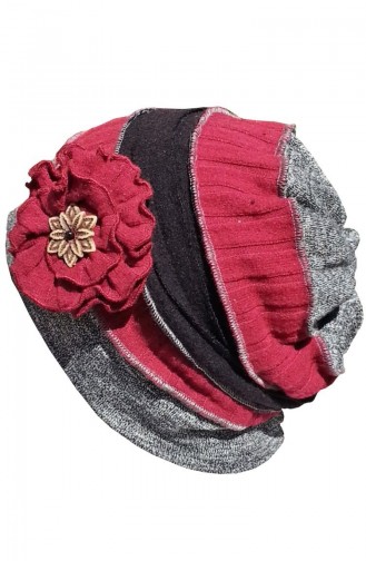 Hat-Beret NS142 Claret Red Gray 142