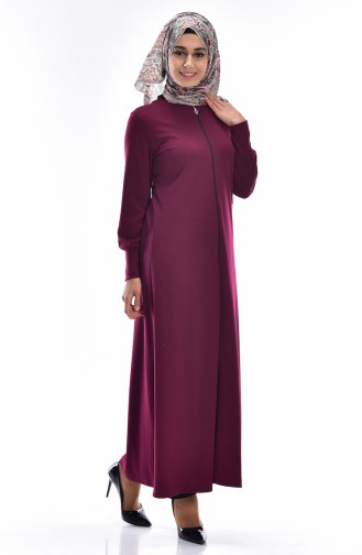 Abaya mit Reißverschluss 3042-10 Weinrot 3042-10