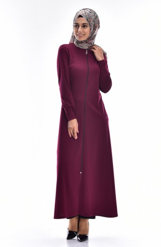 Abaya mit Reißverschluss 3042-10 Weinrot 3042-10