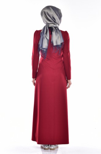 Claret Red Hijab Dress 7143-02