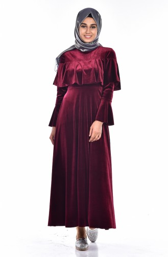 Robe Velours Manches Espagnol 3156-03 Bordeaux 3156-03
