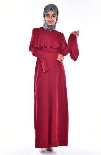Claret Red Hijab Dress 4002-01