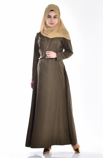 Sefamerve Kleid mit Gürtel 3951-08 Khaki Grün 3951-08