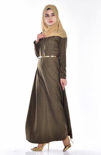 W. B Belted Dress 3951-08 Khaki Green 3951-08