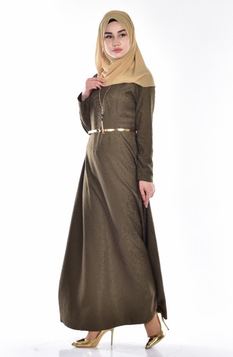 Sefamerve Kleid mit Gürtel 3951-08 Khaki Grün 3951-08