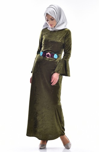 Khaki Hijab Dress 3202-02