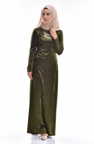 Khaki Hijab Dress 3207-01