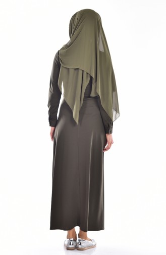 Khaki Hijab Dress 4417-04