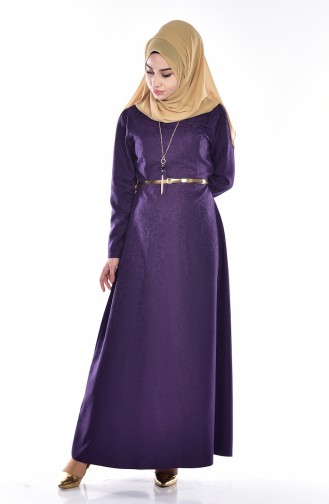 Sefamerve Kleid mit Gürtel 3951-07 Dunkel Lila 3951-07