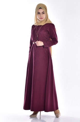 Dark Plum Hijab Dress 3951-09