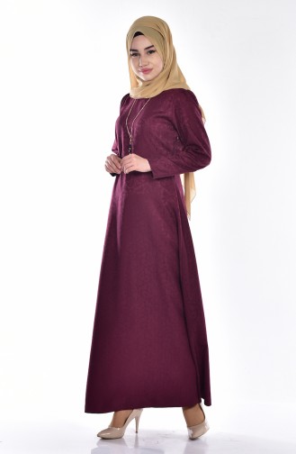 Dark Plum Hijab Dress 3951-09