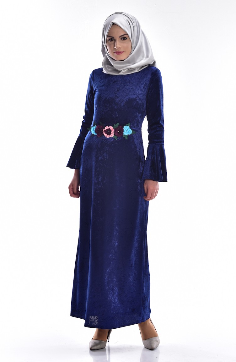 Longue Robe Velours 3202 03 Bleu Marine 3202 03 Sefamerve