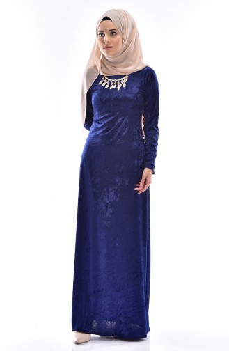 Samt Kleid 3207-02 Dunkelblau 3207-02