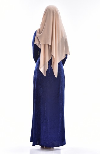 Navy Blue Hijab Dress 3207-02