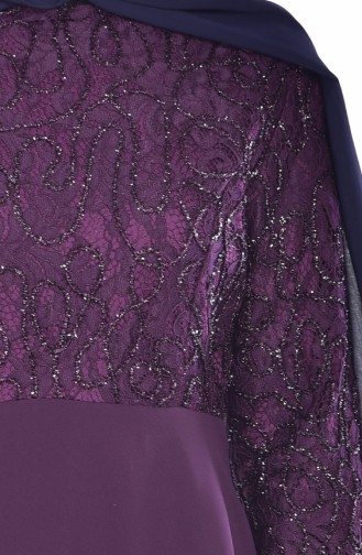 Purple Hijab Evening Dress 1025-03