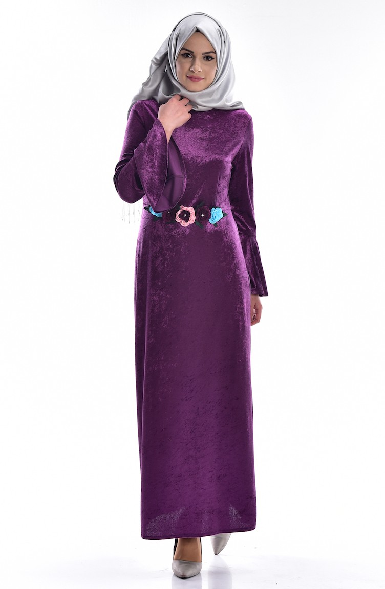 Longue Robe Velours 3202 05 Plum 3202 05 Sefamerve