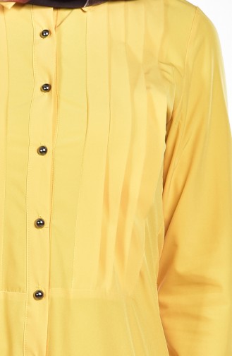 Gömlek Yaka Düğmeli Tunik 0131-02 Sarı