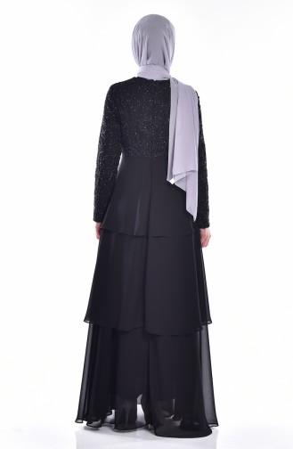 Schwarz Hijab-Abendkleider 1025-01