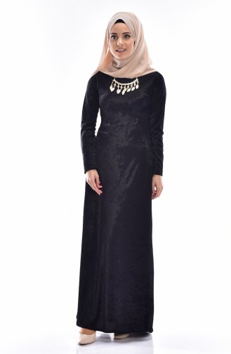 Samt Kleid 3207-04 Schwarz 3207-04