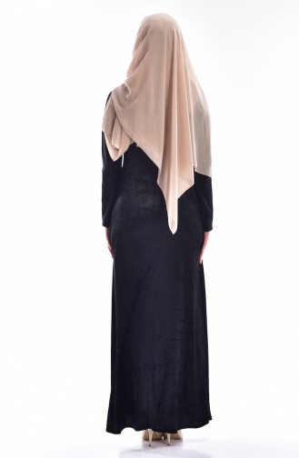 Kadife Elbise 3207-04 Siyah