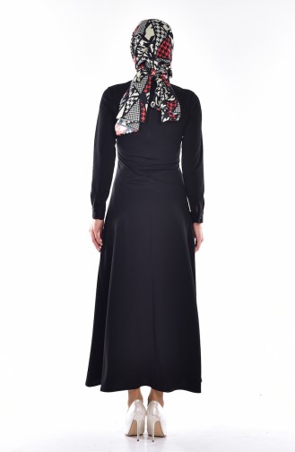 Kravat Yaka Elbise 4417-03 Siyah