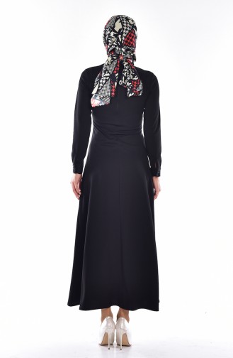 Kleid mit Krawattenkragen 4417-03 Schwarz 4417-03