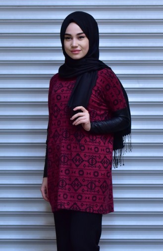 Tunique Détail Cuir 0109-01 Plum 0109-01
