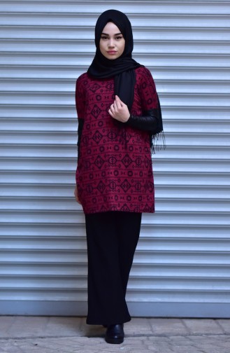 Tunique Détail Cuir 0109-01 Plum 0109-01