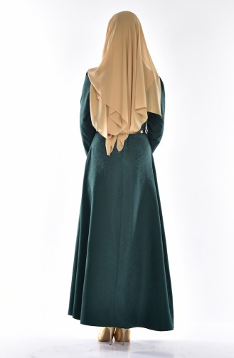 Sefamerve Kemerli Elbise 3951-06 Zümrüt Yeşil
