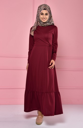 Claret Red Hijab Dress 4133-06