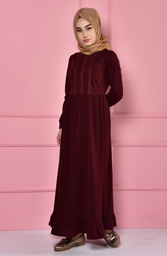 Claret Red Hijab Dress 6100A-05