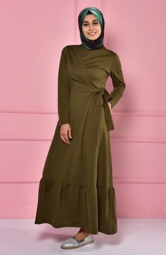 Khaki Hijab Dress 4133-01