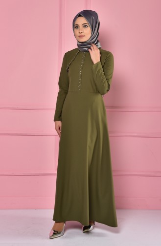 Khaki Hijab Kleider 4418-03