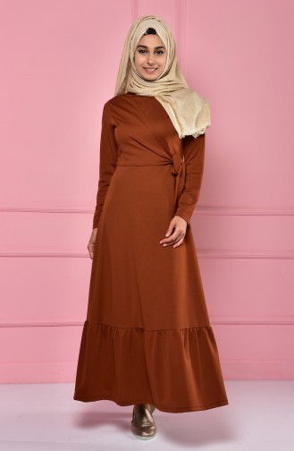 Brick Red Hijab Dress 4133-07