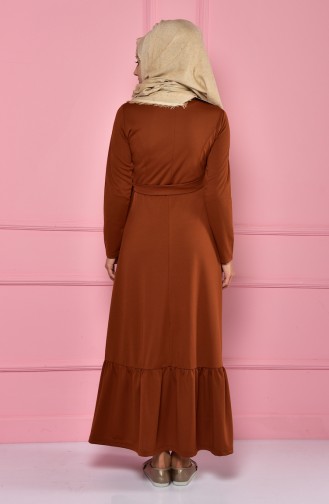 Brick Red Hijab Dress 4133-07