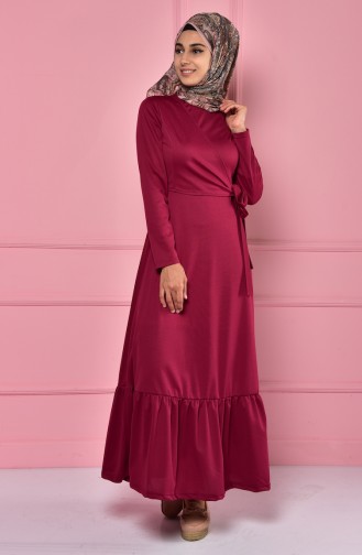 Dark Fuchsia Hijab Dress 4133-02